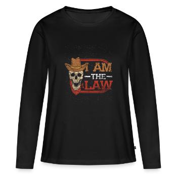 Cowboy Wild West États-Unis Horse Sheriff Law - T-shirt manches longues Premium bio Femme - noir - Devant - Julia (174cm)