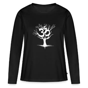OM - T-shirt manches longues Premium bio Femme - noir - Devant - Julia (174cm)
