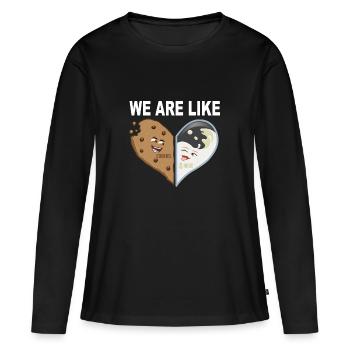 We are like milk and cookies Couple love breakfast - Women's Premium Organic Long Sleeve Shirt - black - Front - Julia (174cm)