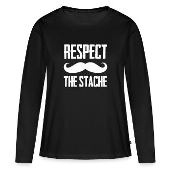 Respektiere den Stache Lustigen Schnurrbart Cool Beard - Frauen Premium Bio Langarmshirt - Schwarz - Vorne - Julia (174cm)