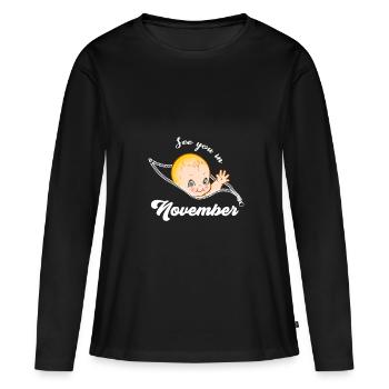 Schwangerschaft Schwanger November Geschenkidee - Frauen Premium Bio Langarmshirt - Schwarz - Vorne - Julia (174cm)