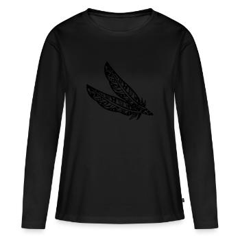 Plume maori - T-shirt manches longues Premium bio Femme - noir - Devant - Julia (174cm)