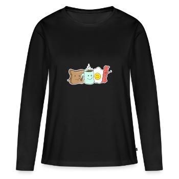 Chemise de petit déjeuner - T-shirt manches longues Premium bio Femme - noir - Devant - Julia (174cm)