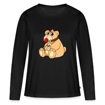 BDSM nounours - T-shirt manches longues Premium bio Femme - noir - Devant - Julia (174cm)