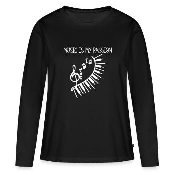 Chemise de musique - T-shirt manches longues Premium bio Femme - noir - Devant - Julia (174cm)