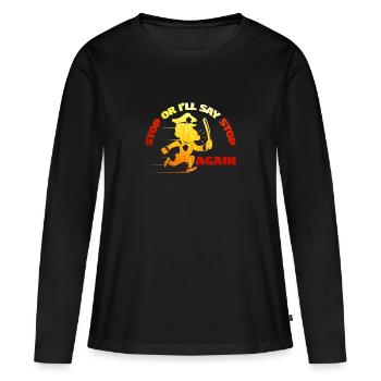 police - T-shirt manches longues Premium bio Femme - noir - Devant - Julia (174cm)