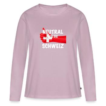 Neutre comme la Suisse - T-shirt manches longues Premium bio Femme - rose poudré - Devant - Julia (174cm)