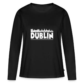 Dublin - T-shirt manches longues Premium bio Femme - noir - Devant - Julia (174cm)