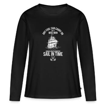 marin - T-shirt manches longues Premium bio Femme - noir - Devant - Julia (174cm)