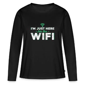 Je suis seulement là pour le cadeau wifi Wifi - T-shirt manches longues Premium bio Femme - noir - Devant - Julia (174cm)