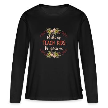 professeur - T-shirt manches longues Premium bio Femme - noir - Devant - Julia (174cm)