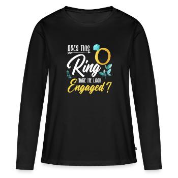 Bague de fiançailles bague de fiançailles mariage mariée - T-shirt manches longues Premium bio Femme - noir - Devant - Julia (174cm)