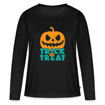 Trick or Treat cadeau Halloween dire - T-shirt manches longues Premium bio Femme - noir - Devant - Julia (174cm)