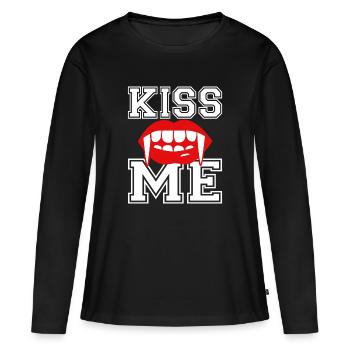 Vampire embrassant la bouche - T-shirt manches longues Premium bio Femme - noir - Devant - Julia (174cm)