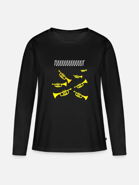 TROMPETE - Frauen Premium Bio Langarmshirt - Schwarz