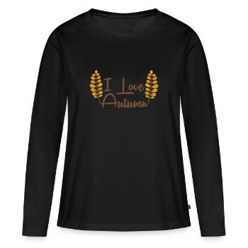 J’aime l’automne saison plus belle période - T-shirt manches longues Premium bio Femme - noir - Devant - Julia (174cm)