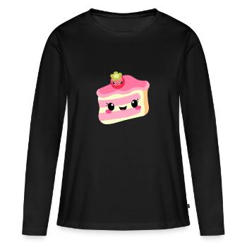 Des morceaux de tarte - T-shirt manches longues Premium bio Femme - noir - Devant - Julia (174cm)
