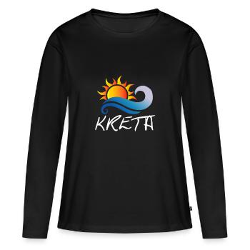 Crète - T-shirt manches longues Premium bio Femme - noir - Devant - Julia (174cm)