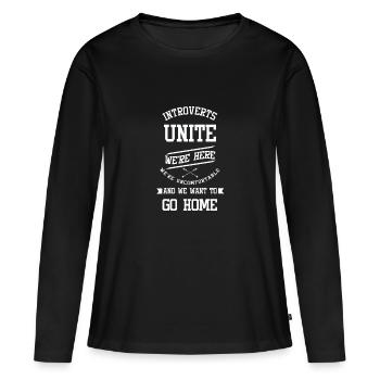 Introverts Unite - T-shirt manches longues Premium bio Femme - noir - Devant - Julia (174cm)