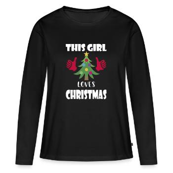 Femme de cadeau d'anticipation de Noël - T-shirt manches longues Premium bio Femme - noir - Devant - Julia (174cm)