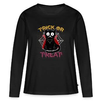 Chat Vampire Trick ou Treat Pumpkin Halloween Kid - T-shirt manches longues Premium bio Femme - noir - Devant - Julia (174cm)