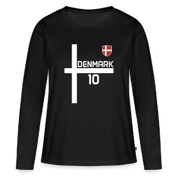 Daenemark Retro Sport Trikot - Frauen Premium Bio Langarmshirt - Schwarz - Vorne - Julia (174cm)