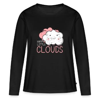 Cadeau de petits nuages heureux fille mignonne d'enfants - T-shirt manches longues Premium bio Femme - noir - Devant - Julia (174cm)