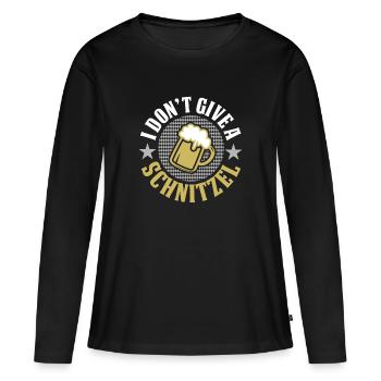 Drôle de bière et de schnitzel design - T-shirt manches longues Premium bio Femme - noir - Devant - Julia (174cm)