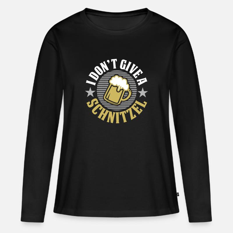 Lustiges Design -Bier & Schnitzel - Frauen Premium Bio Langarmshirt - Schwarz