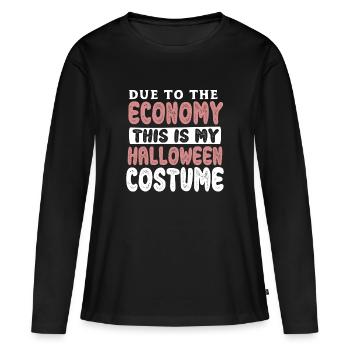 En raison de l'économie Cadeau drôle Halloween - T-shirt manches longues Premium bio Femme - noir - Devant - Julia (174cm)