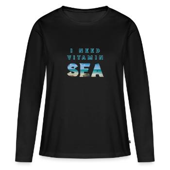 J'ai besoin de vitamine SEA - T-shirt manches longues Premium bio Femme - noir - Devant - Julia (174cm)