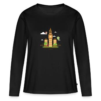 Londres - Tower Bridge et Big Ben - T-shirt manches longues Premium bio Femme - noir - Devant - Julia (174cm)