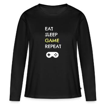Gaming - T-shirt manches longues Premium bio Femme - noir - Devant - Julia (174cm)