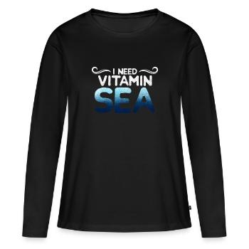 Vitamine Mer - T-shirt manches longues Premium bio Femme - noir - Devant - Julia (174cm)