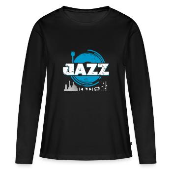 Jazz Schallplattenspieler Geschenk Weihnachten - Frauen Premium Bio Langarmshirt - Schwarz - Vorne - Julia (174cm)