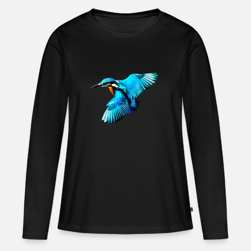 Eisvogel - Frauen Premium Bio Langarmshirt - Schwarz