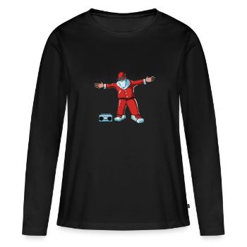 Santa Claus rappeur - T-shirt manches longues Premium bio Femme - noir - Devant - Julia (174cm)