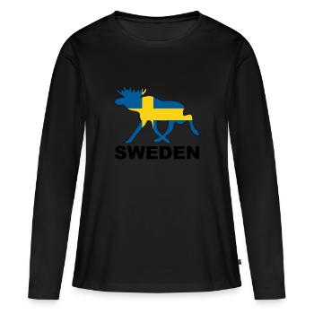 SWEDEN ELK FLAG - moose Moose Scandinavia Nordic - Women's Premium Organic Long Sleeve Shirt - black - Front - Julia (174cm)