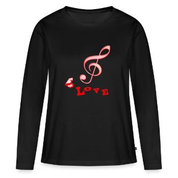 Clef de sol clé de sol - T-shirt manches longues Premium bio Femme - noir - Devant - Julia (174cm)