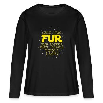 Que la fourrure soit avec toi - Cat Science Fiction - T-shirt manches longues Premium bio Femme - noir - Devant - Julia (174cm)