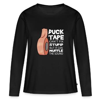 duck tape BDSM Bâillon artisan - T-shirt manches longues Premium bio Femme - noir - Devant - Julia (174cm)