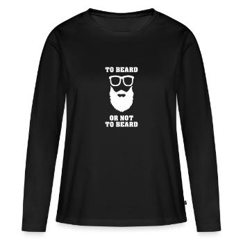 Barbe ou ne pas barbe Visage avec barbe et lunettes - T-shirt manches longues Premium bio Femme - noir - Devant - Julia (174cm)