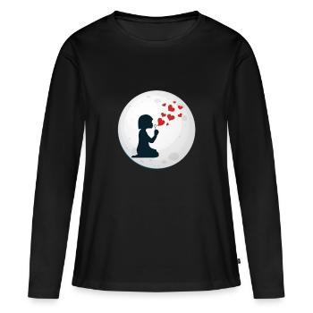 Girlinthemoon - T-shirt manches longues Premium bio Femme - noir - Devant - Julia (174cm)