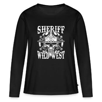Shérif vintage - T-shirt manches longues Premium bio Femme - noir - Devant - Julia (174cm)
