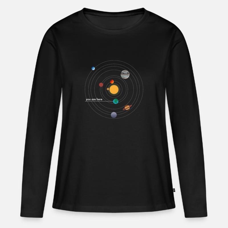 Sonnensystem - Frauen Premium Bio Langarmshirt - Schwarz