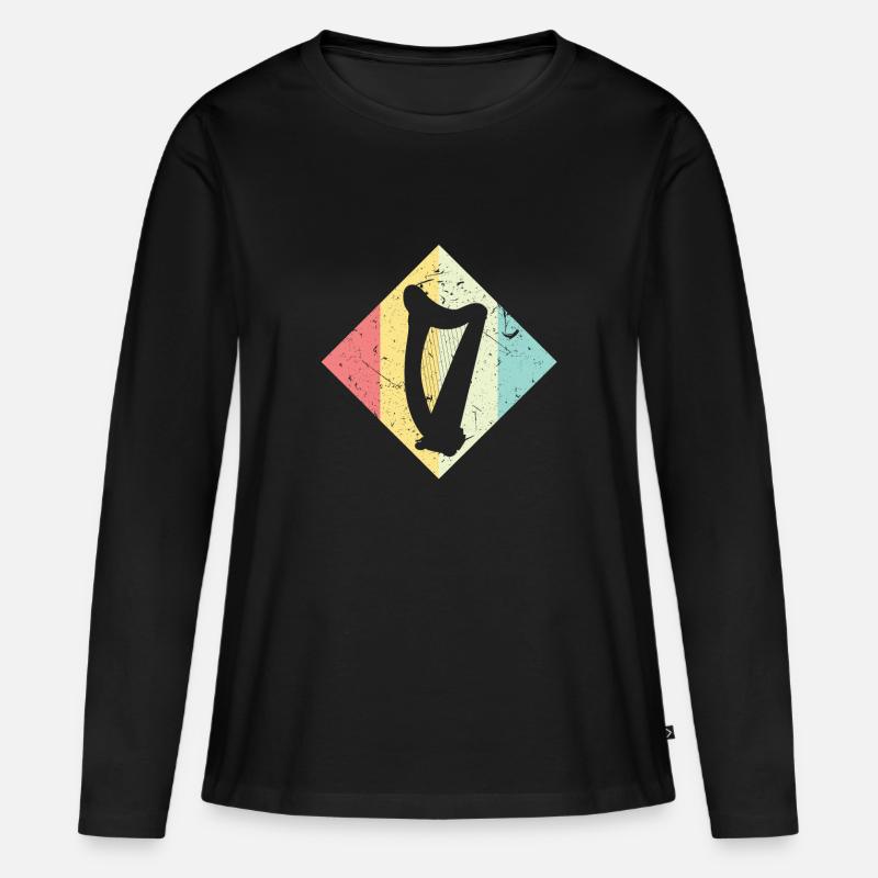 Harfe - Frauen Premium Bio Langarmshirt - Schwarz