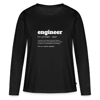 T-shirt de définition d'ingénieur, cadeau drôle d'ingénieur - T-shirt manches longues Premium bio Femme - noir - Devant - Julia (174cm)