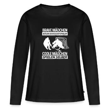 Hockey sur glace Filles cool jouer cadeau - T-shirt manches longues Premium bio Femme - noir - Devant - Julia (174cm)