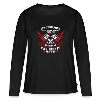Biker C'est votre poison de la route - T-shirt manches longues Premium bio Femme - noir - Devant - Julia (174cm)
