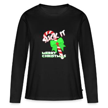 Zuckerstange Weihnachten - Frauen Premium Bio Langarmshirt - Schwarz - Vorne - Julia (174cm)